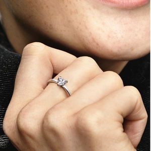 Pandora Sparkling Heart Solitaire Ring